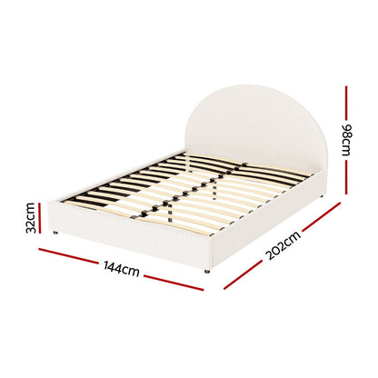 Artiss Bed Frame Gas Lift Strorage Beds Base Platform Boucle Fabric Double ELLA - Image 2