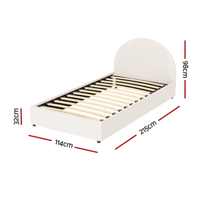 Artiss Bed Frame Gas Lift Strorage Beds Base Platform Boucle Fabric King Single ELLA - Image 2