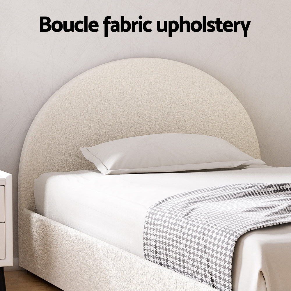 Artiss Bed Frame Gas Lift Strorage Beds Base Platform Boucle Fabric King Single ELLA - Image 4