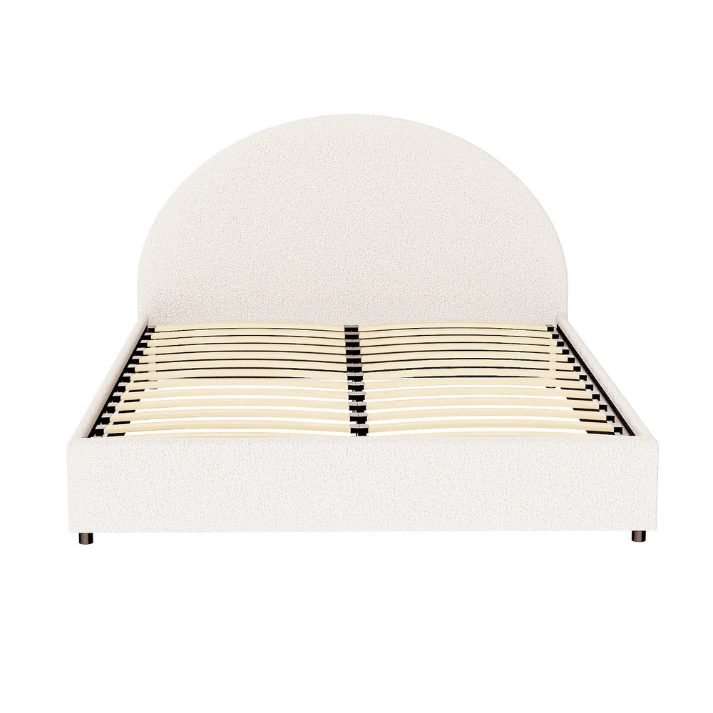 Artiss Bed Frame Gas Lift Strorage Beds Base Platform Boucle Fabric Queen ELLA - Image 3