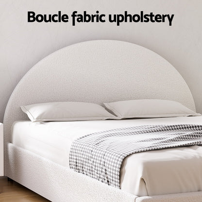 Artiss Bed Frame Gas Lift Strorage Beds Base Platform Boucle Fabric Queen ELLA - Image 4