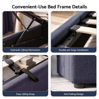 Artiss Double Bed Frame with Lift Up Storage and USB Ports Grey - Image 7