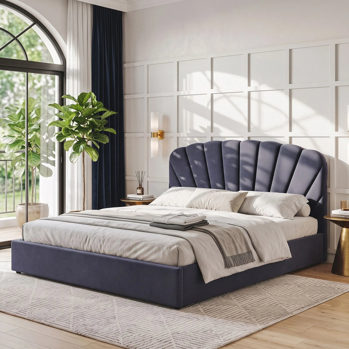 Artiss King Bed Frame with Lift Up Storage and USB Ports Grey - Image 2