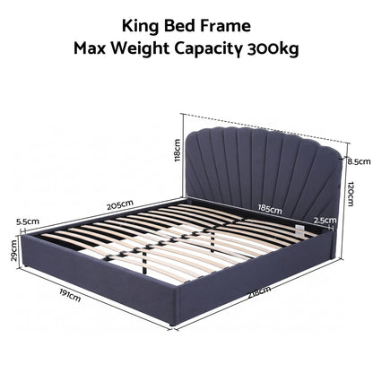 Artiss King Bed Frame with Lift Up Storage and USB Ports Grey - Image 8