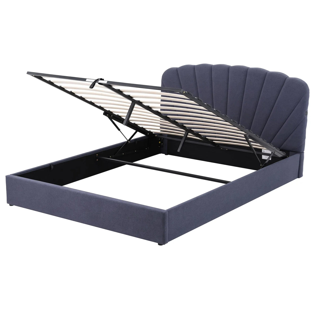 Artiss King Bed Frame with Lift Up Storage and USB Ports Grey - Image 9