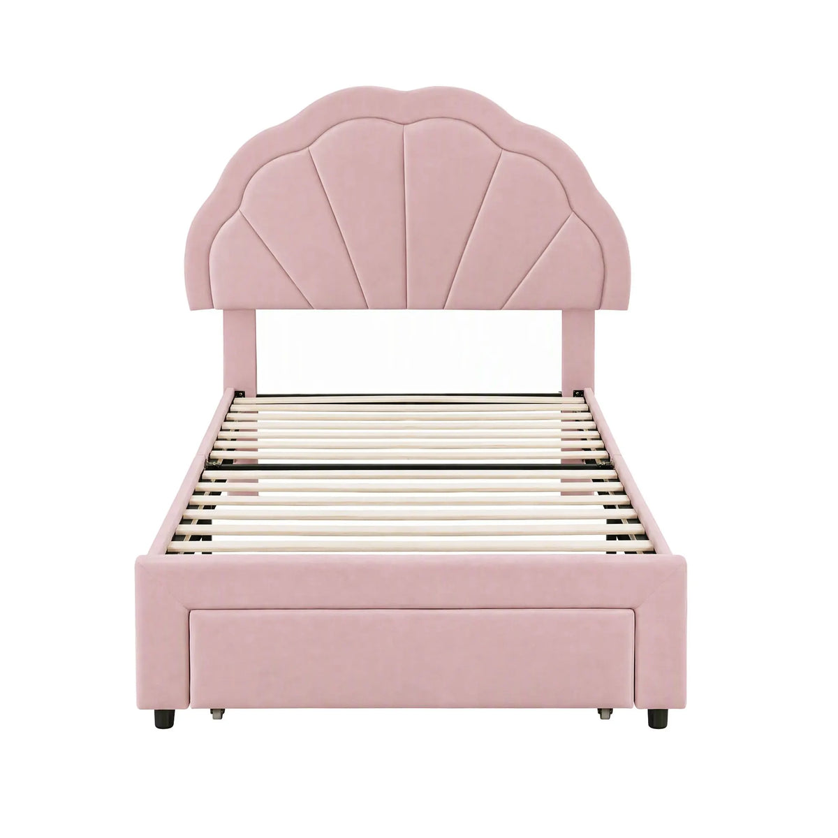 Artiss King Single Bed Frame with 1 Storage Drawers Upholstered Velvet Platform Bed LED Headboard Pink - Image 4