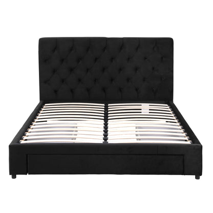 Artiss Double Bed Frame Storage Charging Station Upholstered 3 Drawers USB Type-C - Image 2