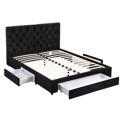 Artiss Double Bed Frame Storage Charging Station Upholstered 3 Drawers USB Type-C - Image 8