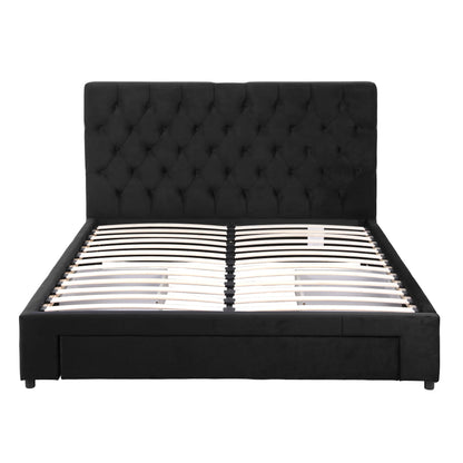 Artiss Queen Bed Frame Storage Charging Station Upholstered 3 Drawers USB Type-C - Image 2