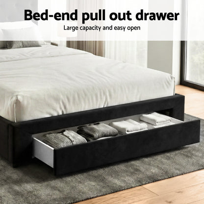 Artiss Queen Bed Frame Storage Charging Station Upholstered 3 Drawers USB Type-C - Image 5