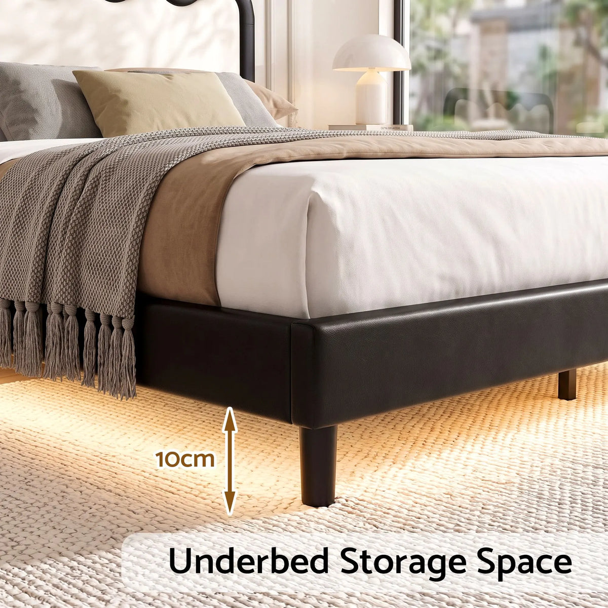 Artiss Queen Bed Frame, Floating Design with RGB LED and USB Charging - Image 8