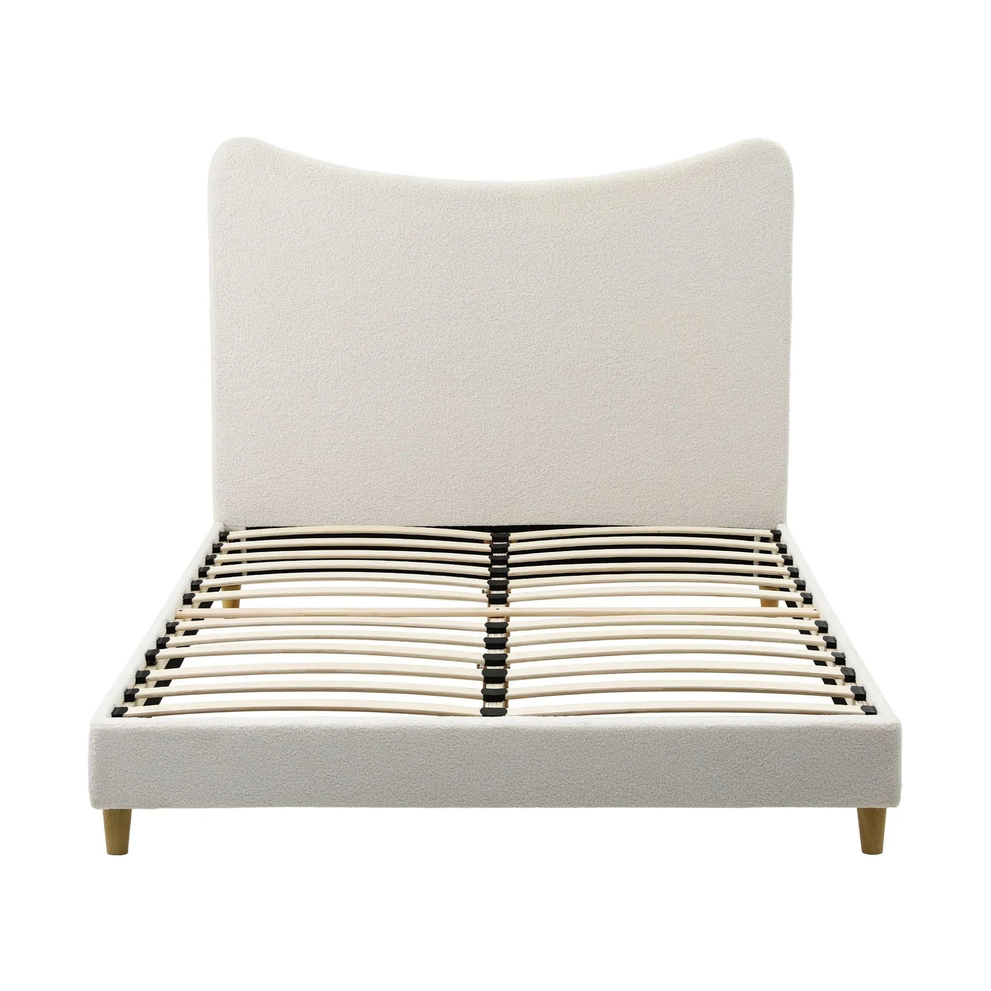 Artiss Double Bed Frame with Boucle Headboard, Beige, 300kg Capacity - Image 4