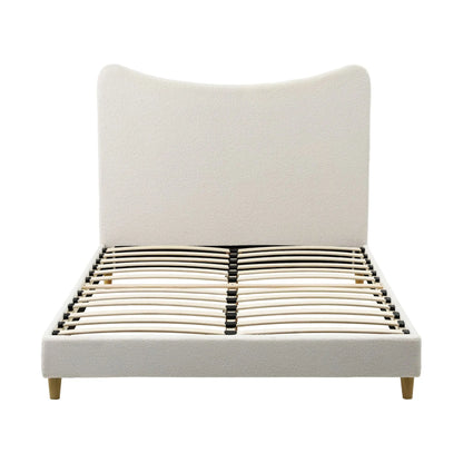 Artiss Double Bed Frame with Boucle Headboard, Beige, 300kg Capacity - Image 4