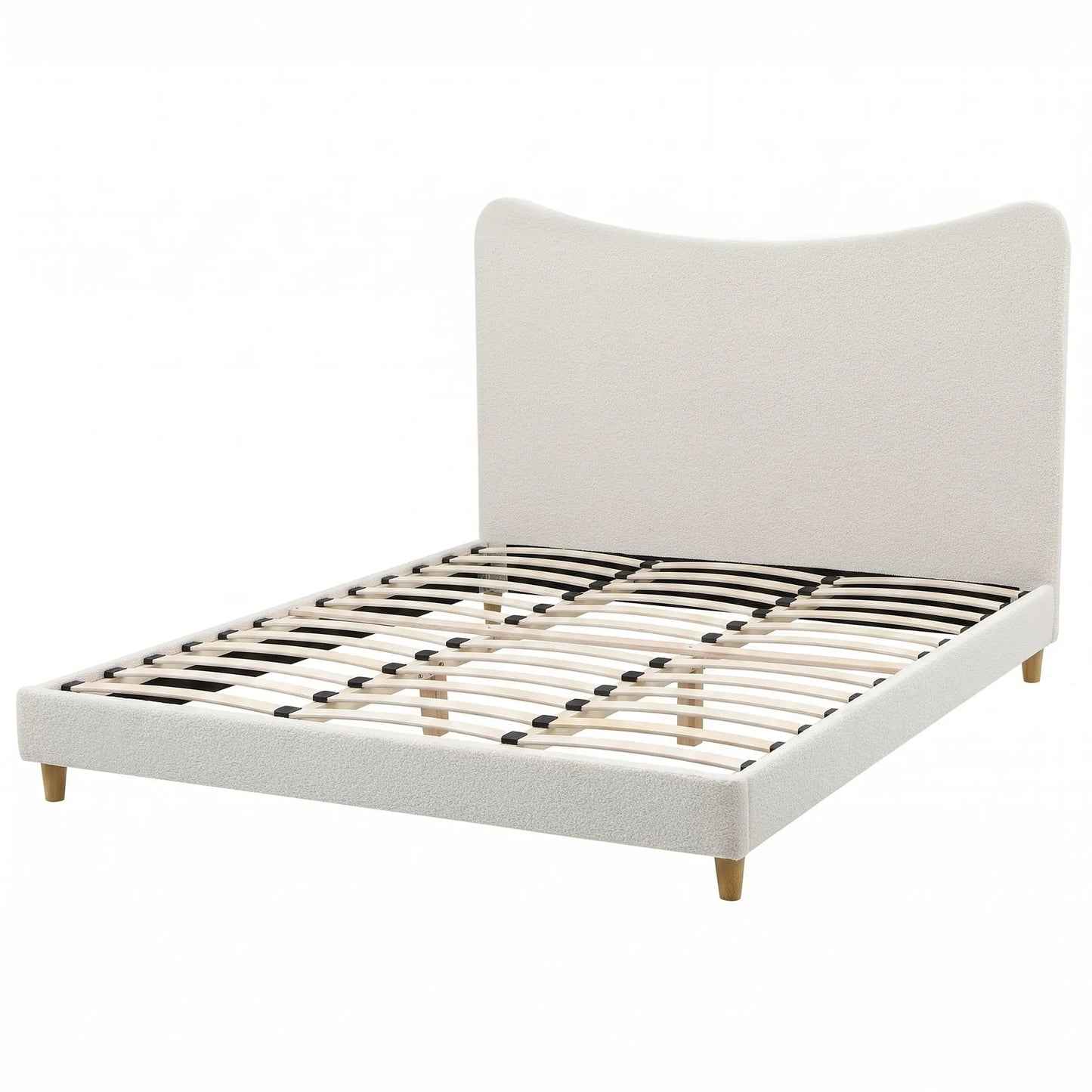 Artiss King Bed Frame with Boucle Headboard, Beige, 300kg Capacity - Image 2
