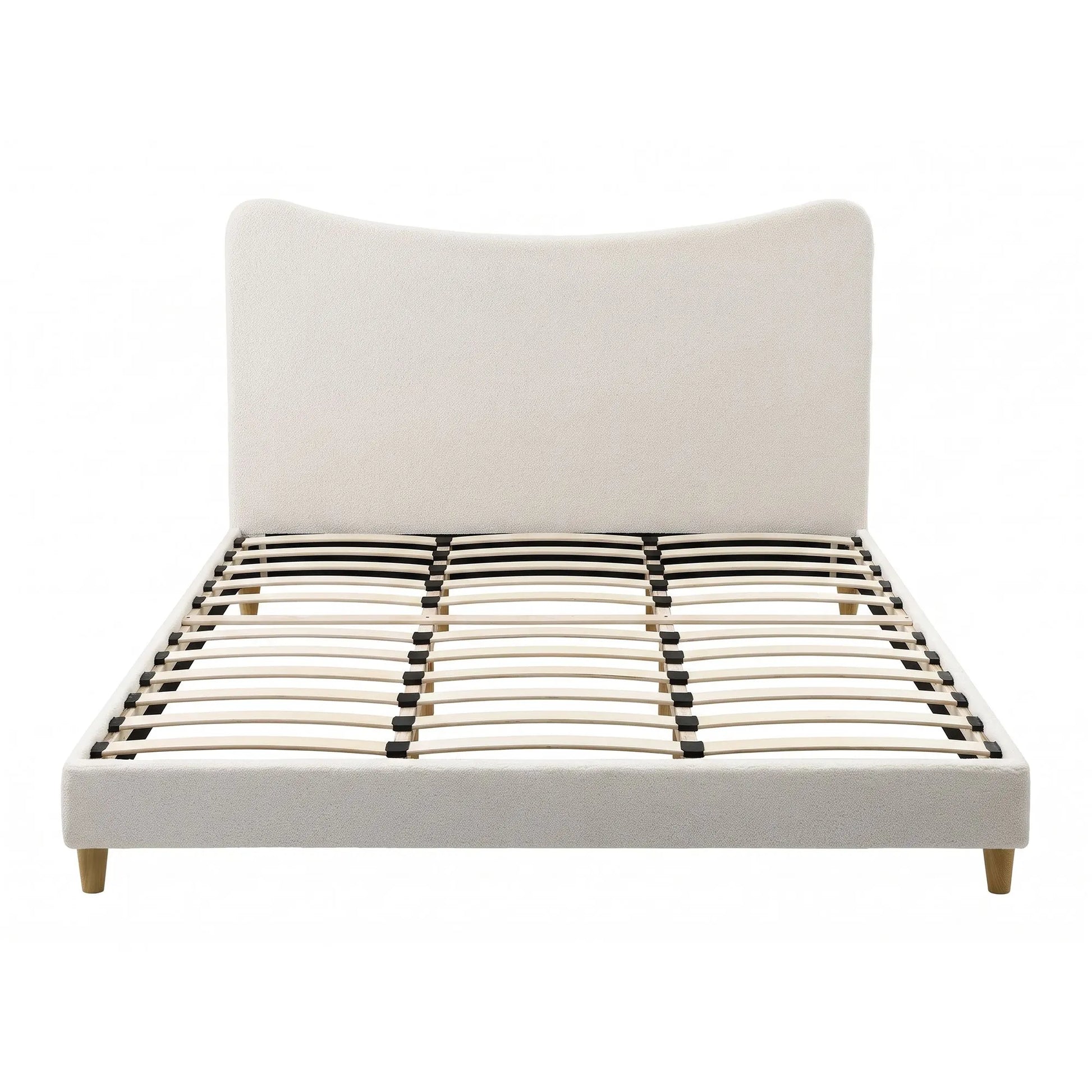 Artiss King Bed Frame with Boucle Headboard, Beige, 300kg Capacity - Image 4