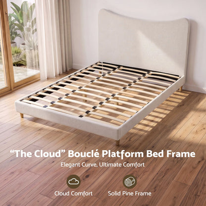 Artiss King Bed Frame with Boucle Headboard, Beige, 300kg Capacity - Image 5