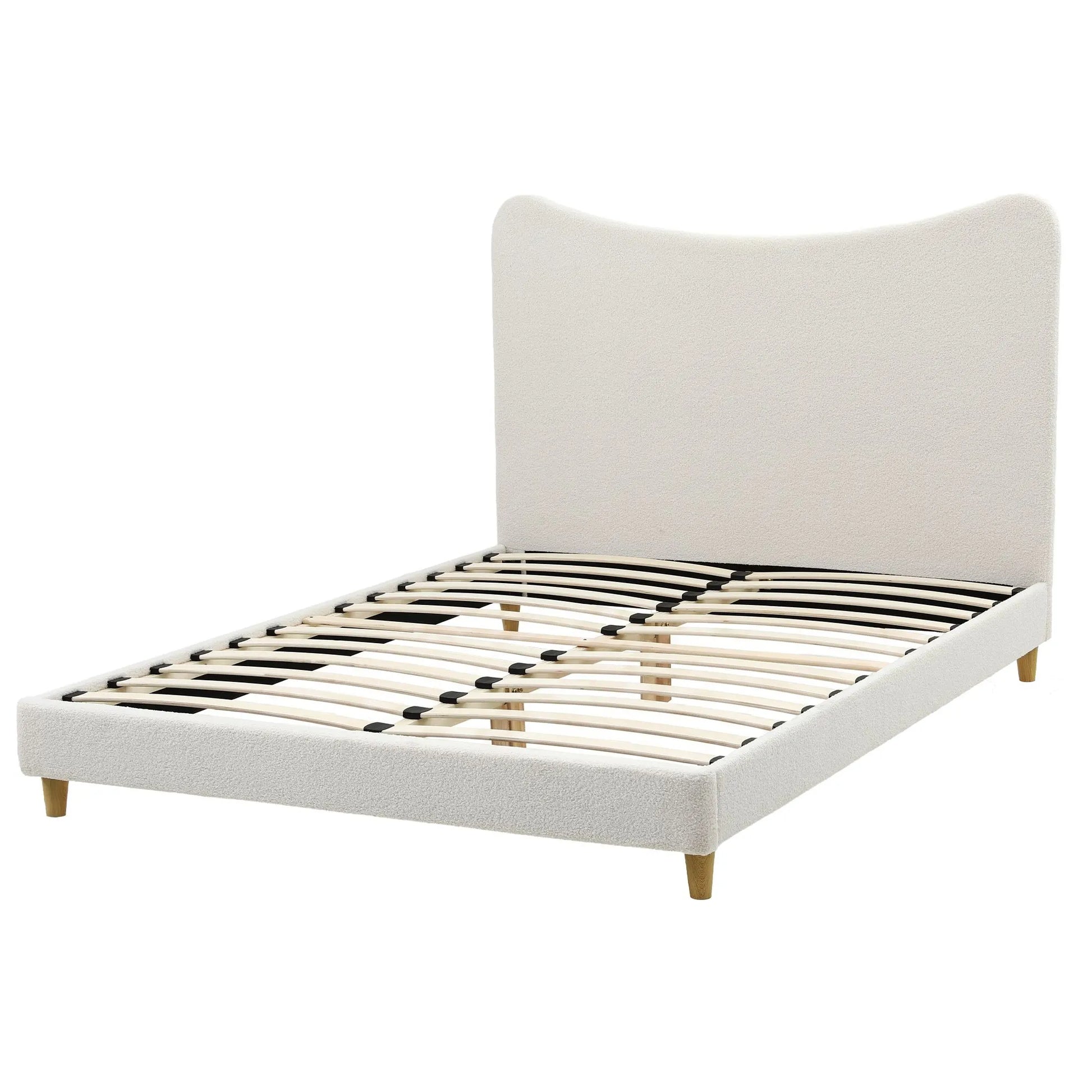 Artiss Queen Bed Frame with Boucle Headboard, Beige, 300kg Capacity - Image 2