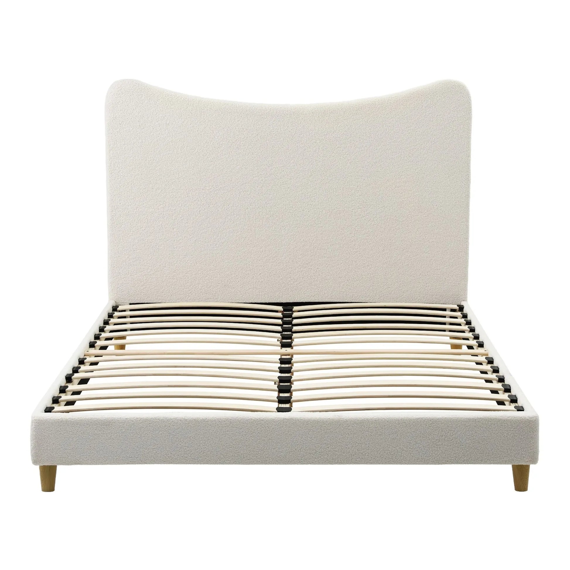 Artiss Queen Bed Frame with Boucle Headboard, Beige, 300kg Capacity - Image 4