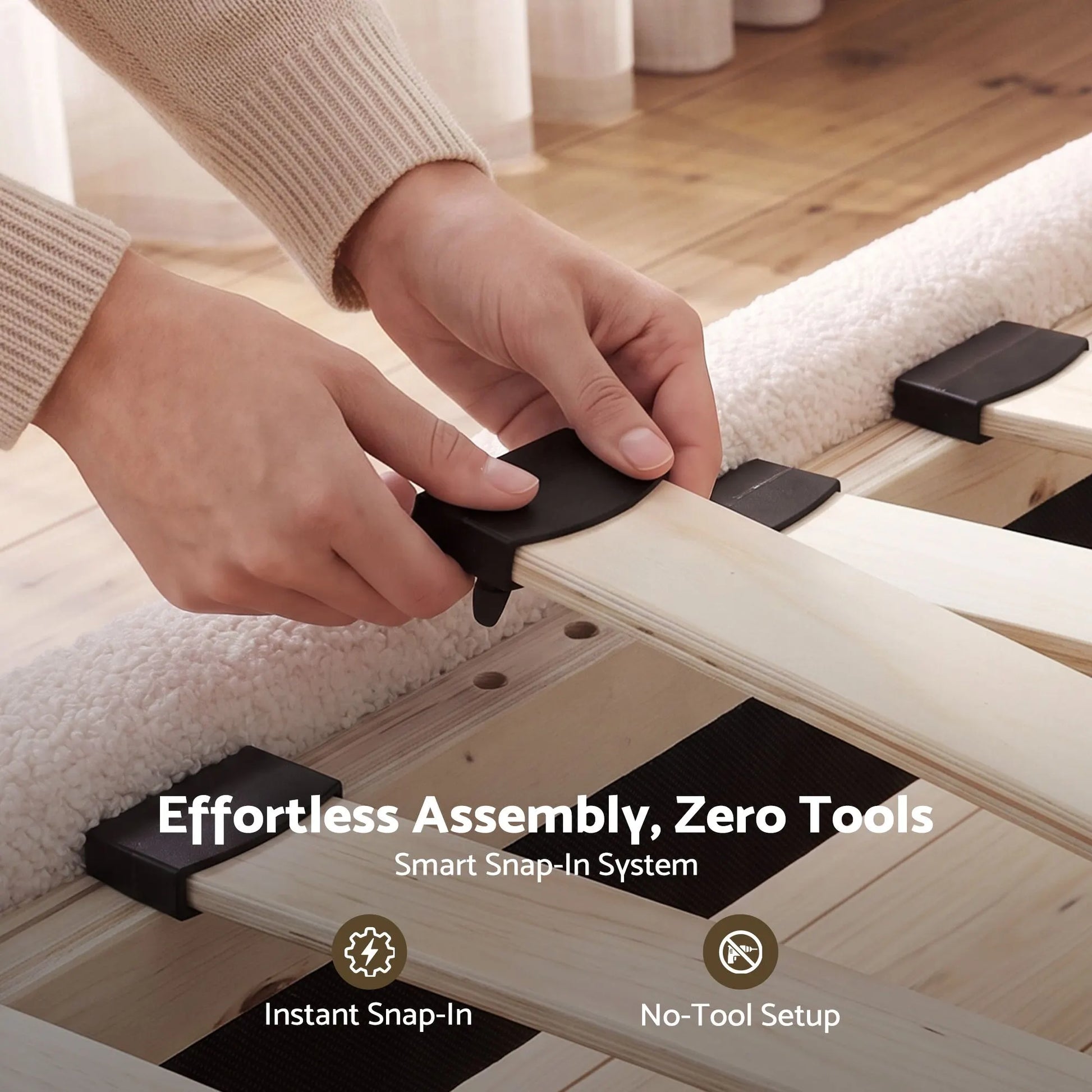 Artiss Queen Bed Frame with Boucle Headboard, Beige, 300kg Capacity - Image 8