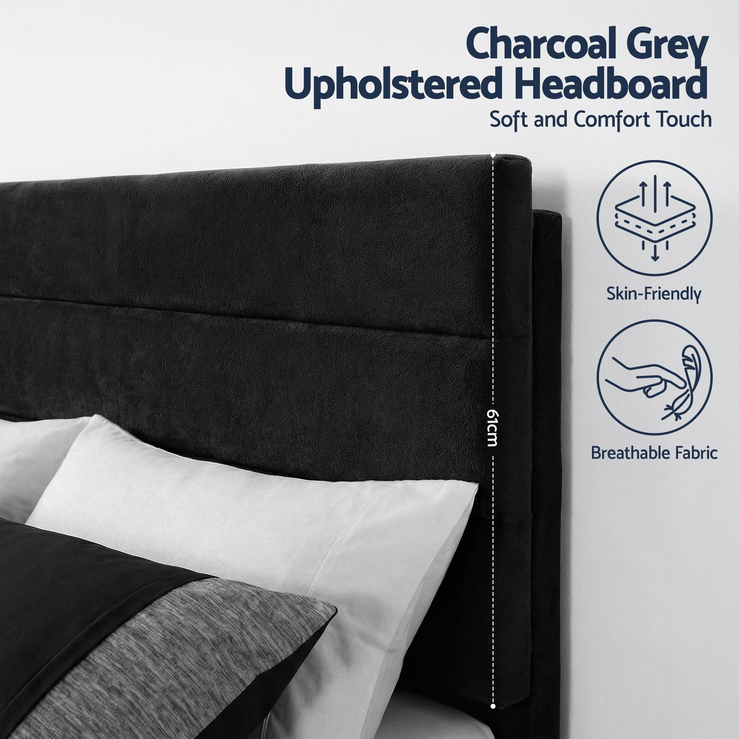 Artiss Queen Bed Frame Upholstered Platform Base with Geometric Headboard Black Velvet - Image 5