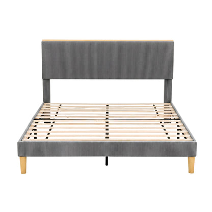 Artiss Queen Bed Frame Upholstered Adjustable Headboard Mood Lighting Heavy Duty Grey Velvet - Image 3