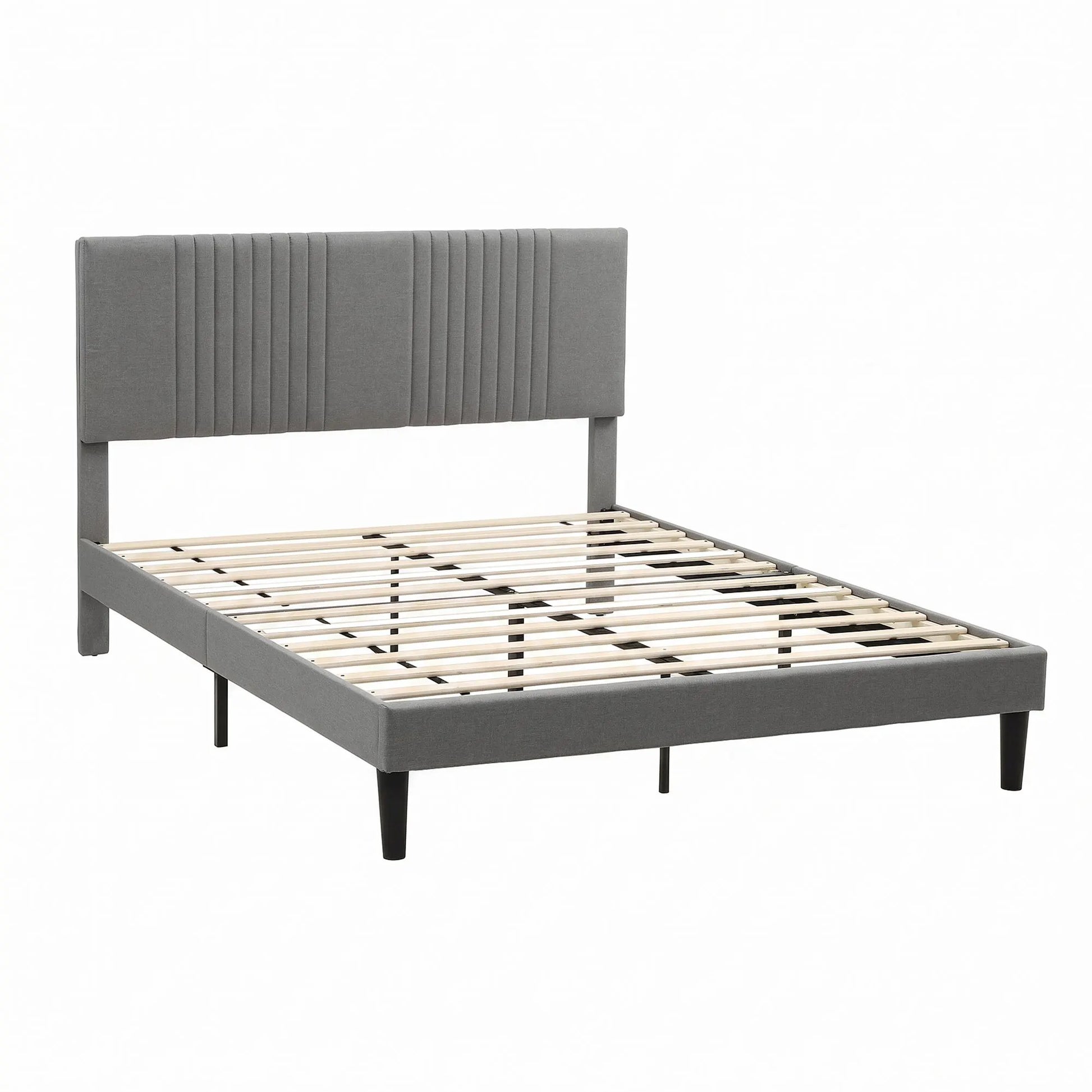 Artiss Double Bed Frame with Adjustable Headboard, Grey, 300kg Capacity - Image 2
