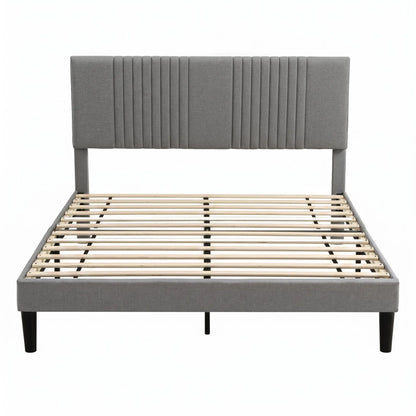 Artiss Double Bed Frame with Adjustable Headboard, Grey, 300kg Capacity - Image 4