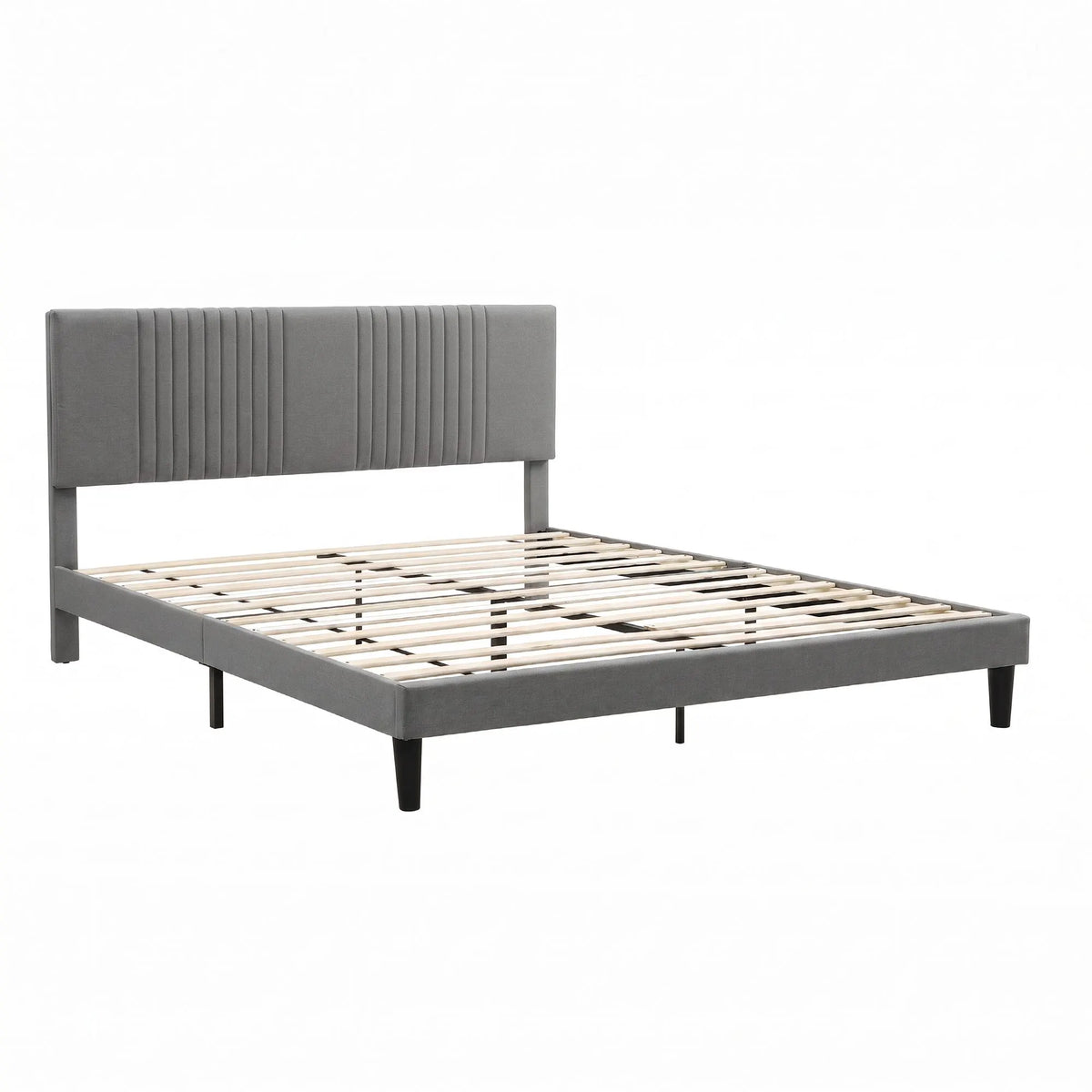 Artiss King Bed Frame with Adjustable Headboard, Grey, 300kg Capacity - Image 2