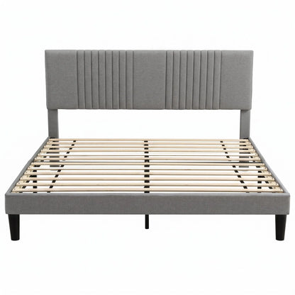 Artiss King Bed Frame with Adjustable Headboard, Grey, 300kg Capacity - Image 4
