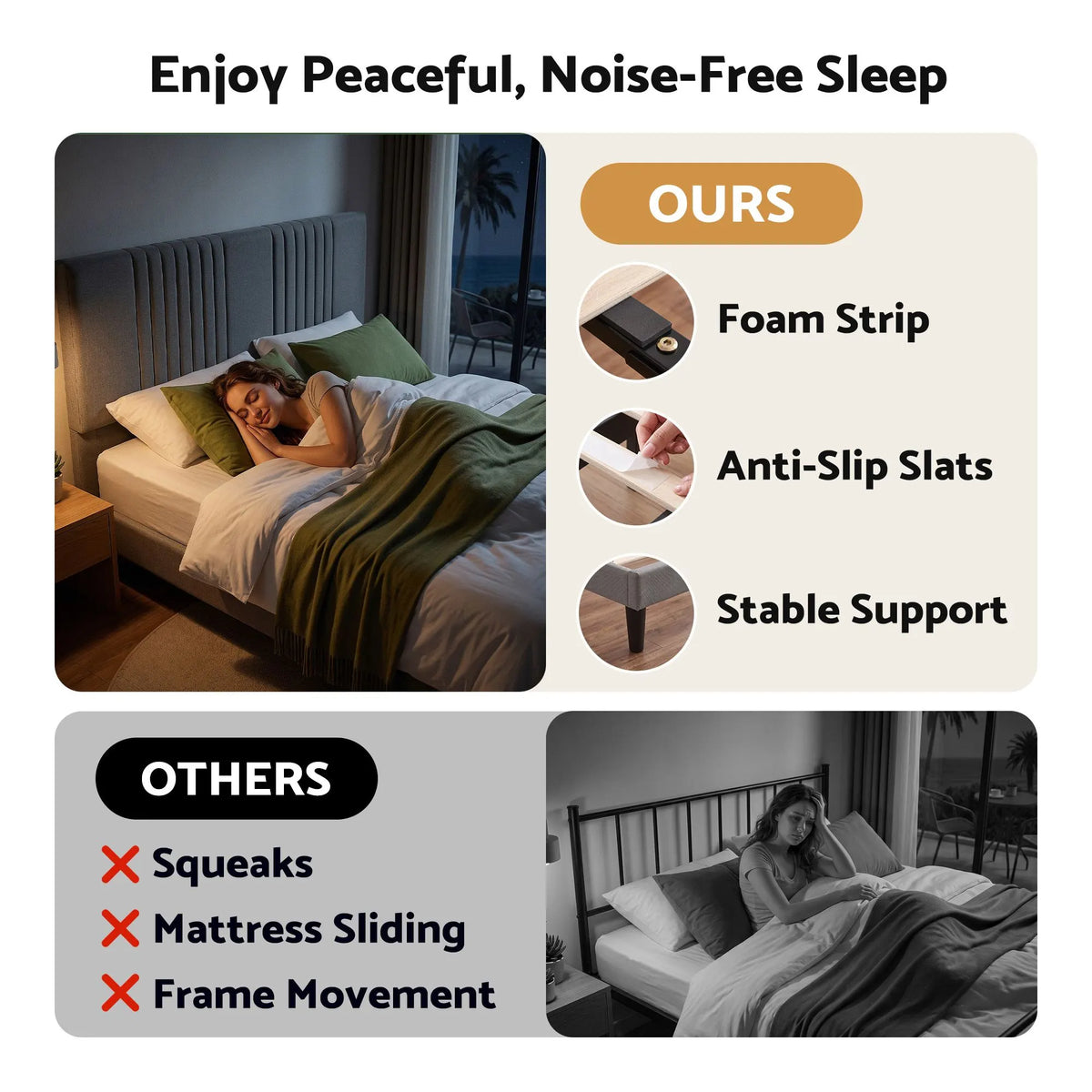 Artiss King Bed Frame with Adjustable Headboard, Grey, 300kg Capacity - Image 7