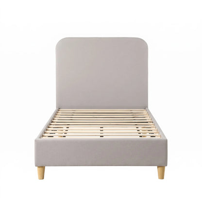 Artiss King Single Bed Frame with Headboard, Faux Linen Fabric Grey - Image 2