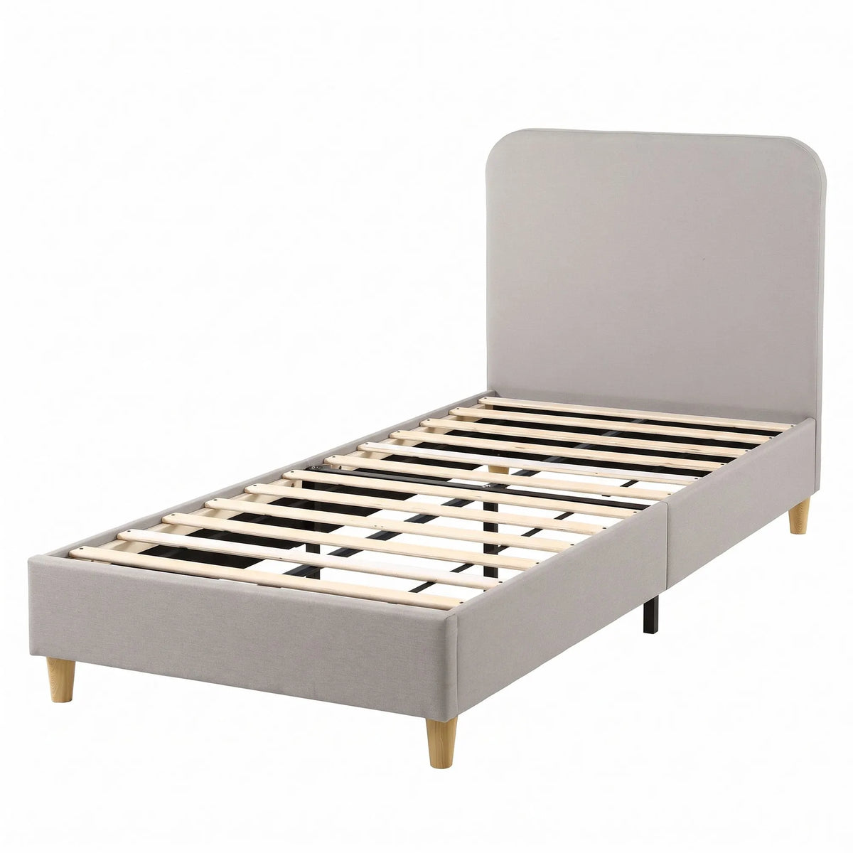 Artiss King Single Bed Frame with Headboard, Faux Linen Fabric Grey - Image 4