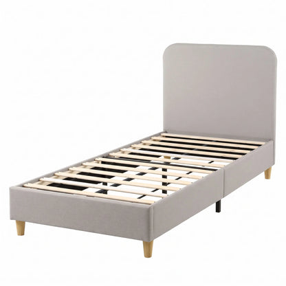 Artiss King Single Bed Frame with Headboard, Faux Linen Fabric Grey - Image 4