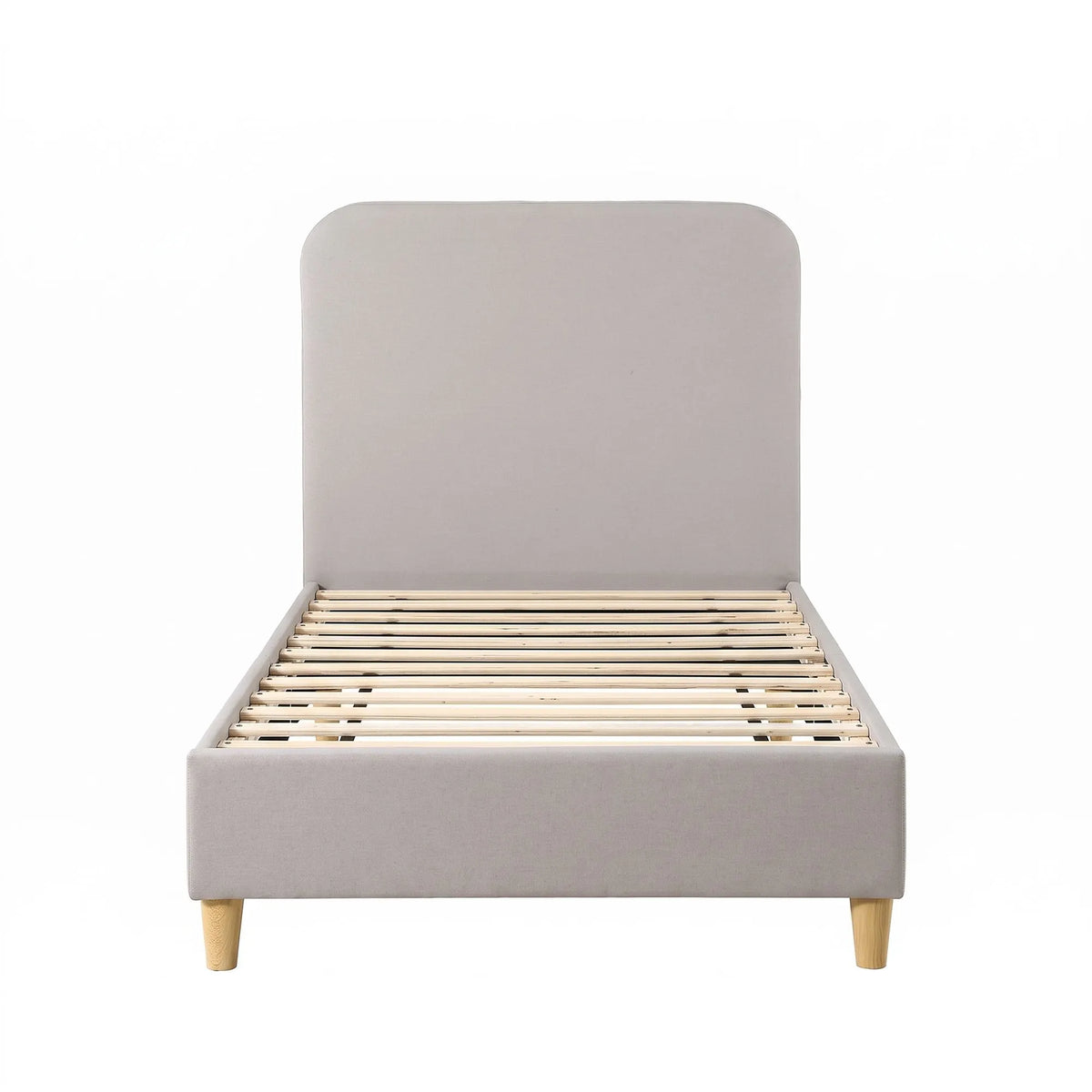 Artiss Single Bed Frame with Headboard, Faux Linen Fabric Grey - Image 2