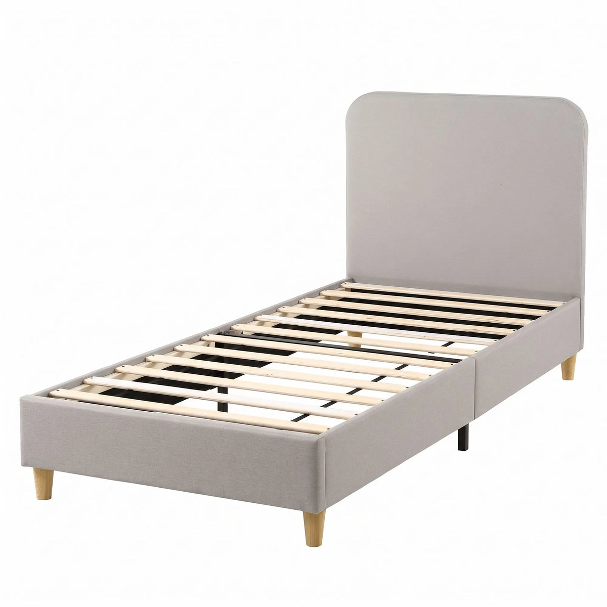 Artiss Single Bed Frame with Headboard, Faux Linen Fabric Grey - Image 4