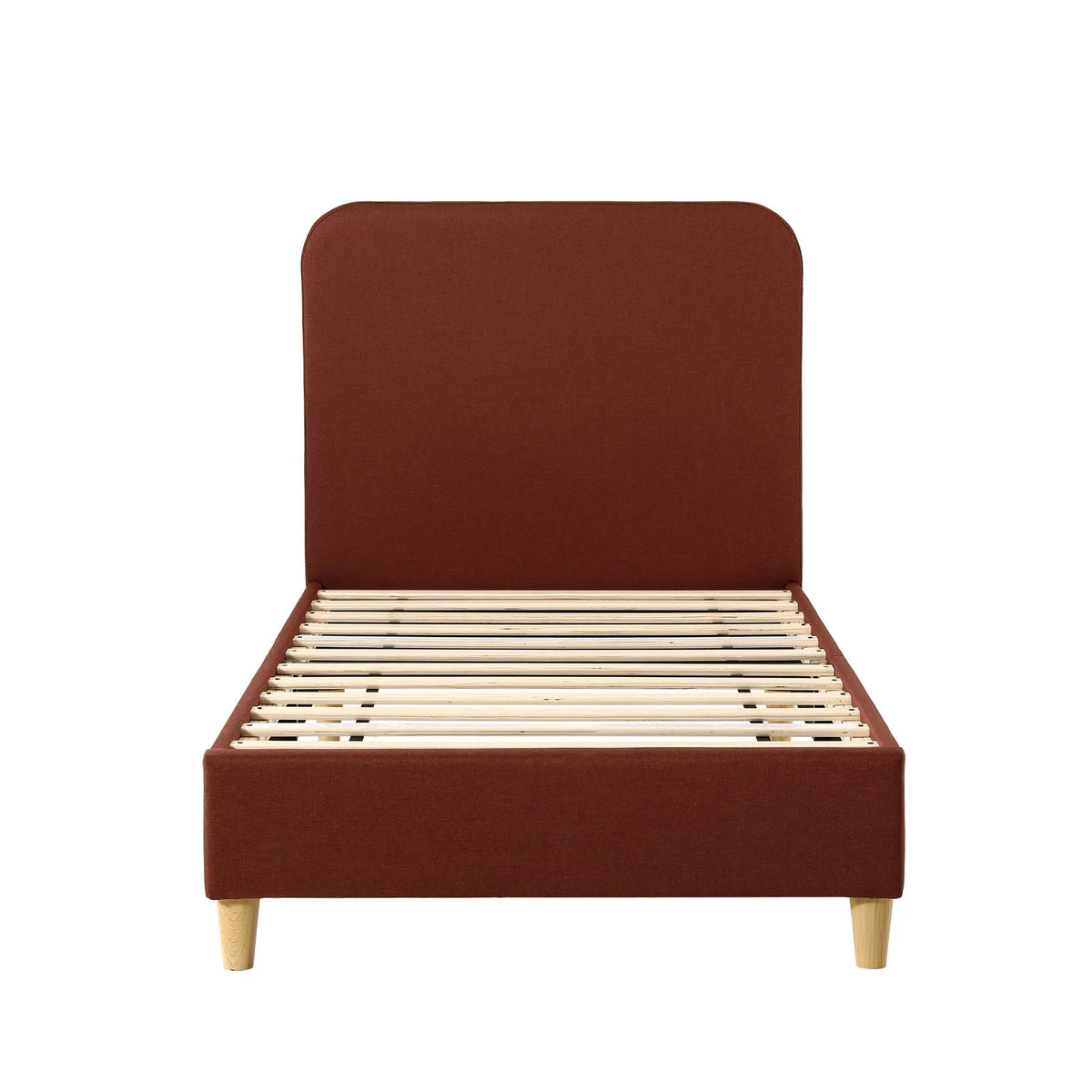 Artiss Single Bed Frame with Headboard, Faux Linen Fabric Brown - Image 2