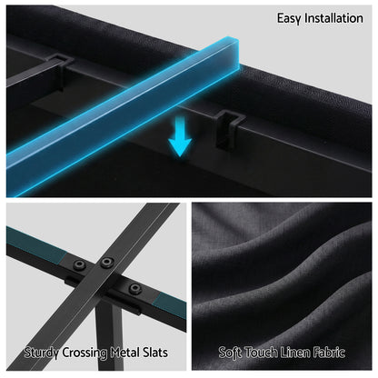 Artiss Double Bed Frame with Storage Drawers RGB Lights Charging Station Upholstered Fabric - Image 8