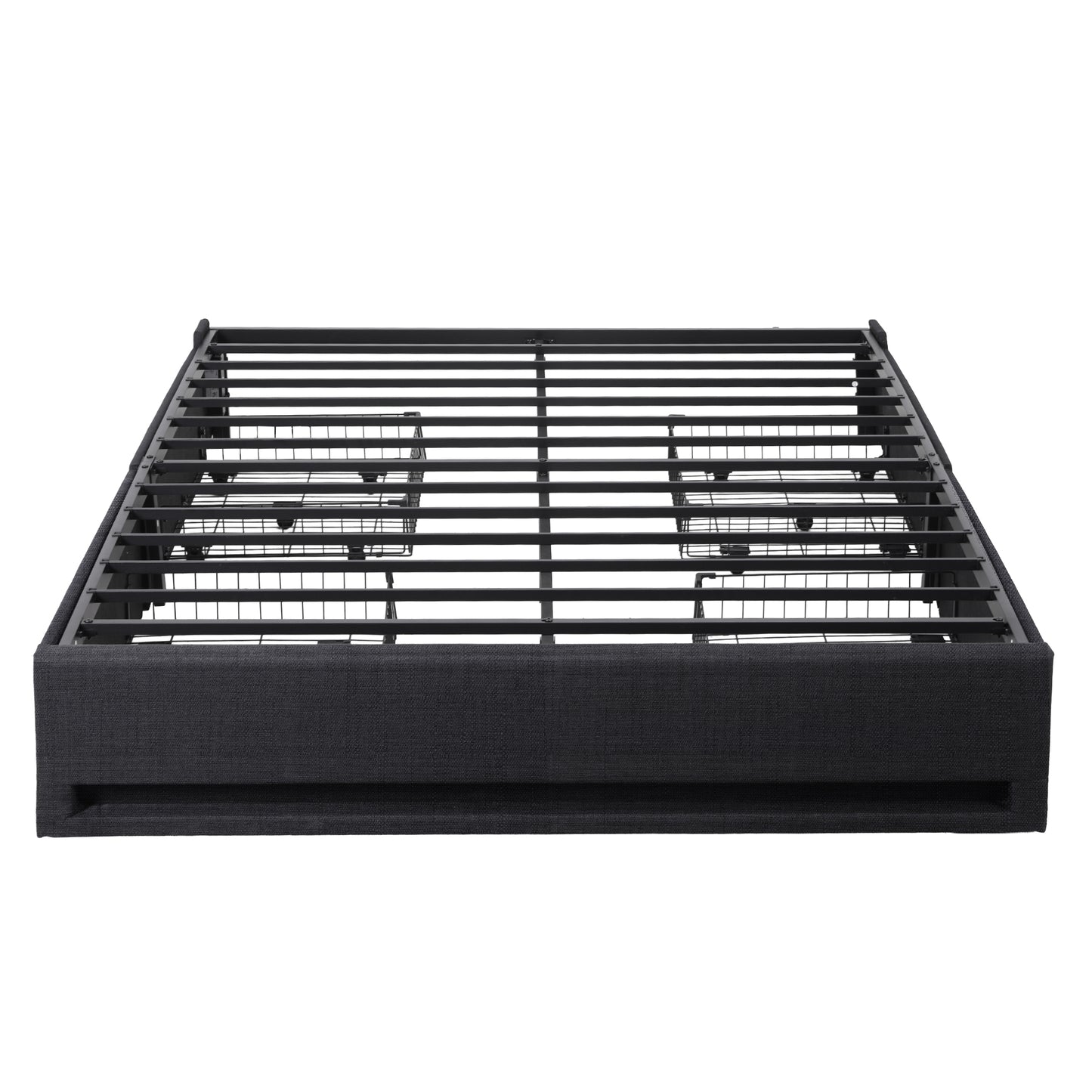 Artiss Queen Bed Frame with Storage Drawers RGB Lights Charging Station Upholstered Fabric - Image 3