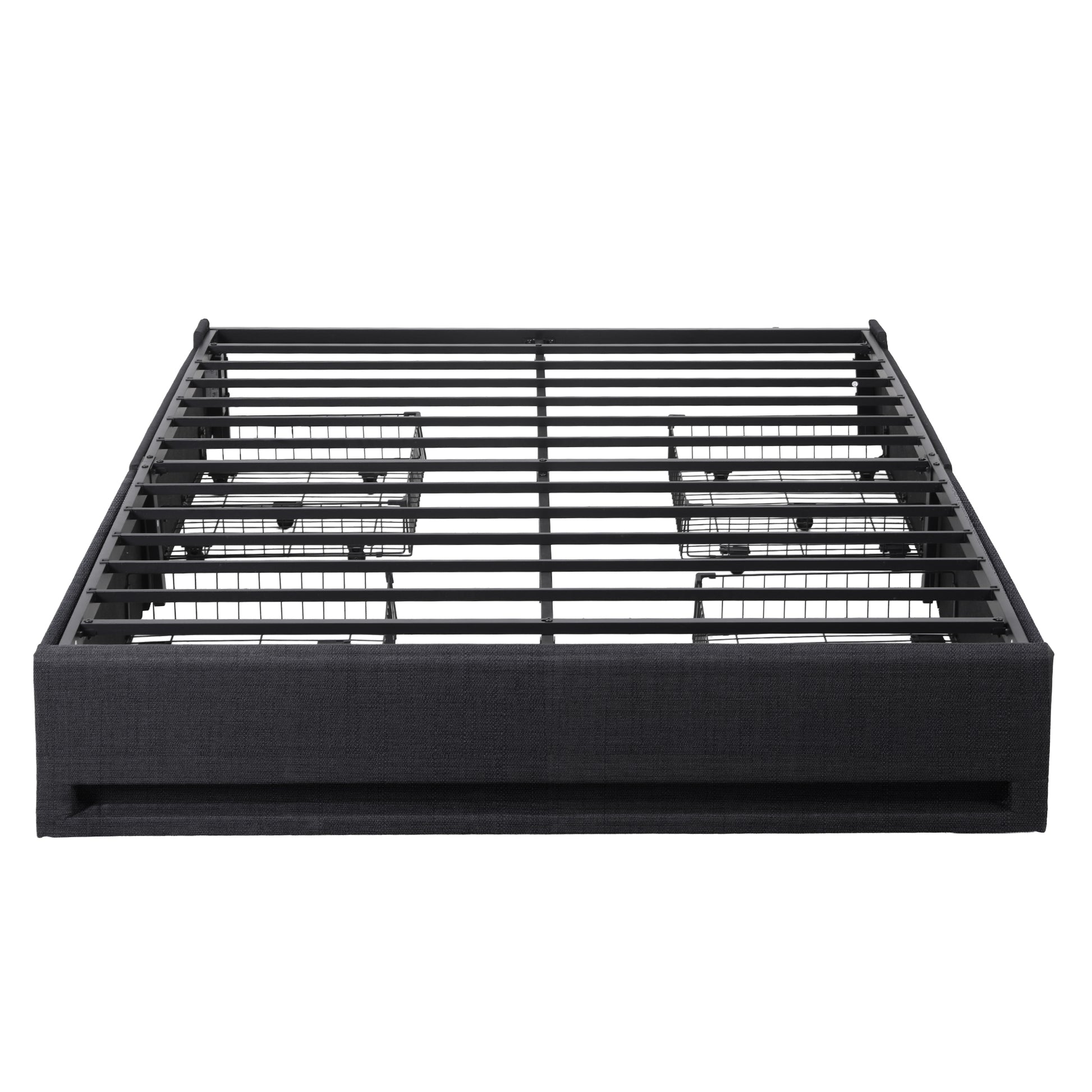 Artiss Queen Bed Frame with Storage Drawers RGB Lights Charging Station Upholstered Fabric - Image 3