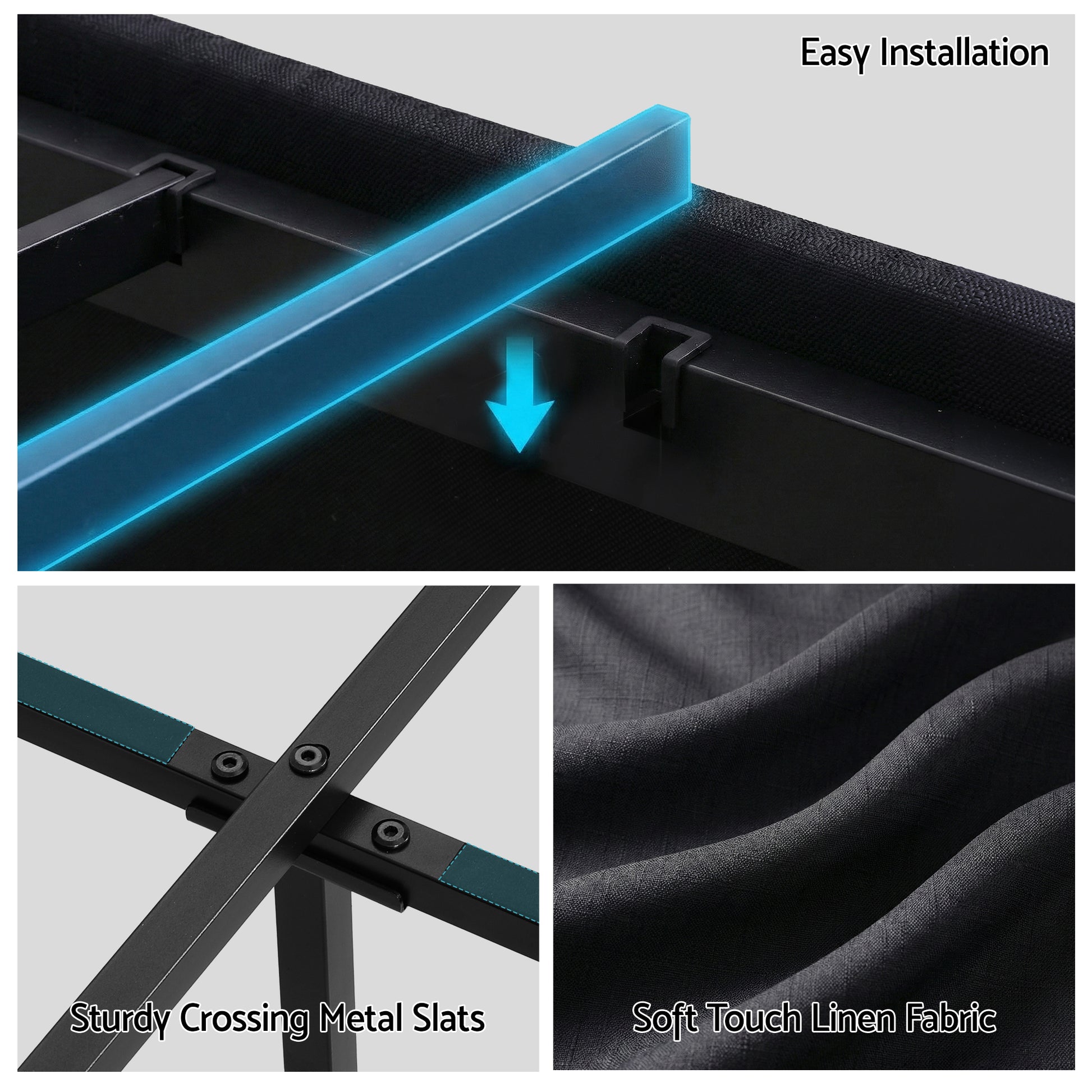 Artiss Queen Bed Frame with Storage Drawers RGB Lights Charging Station Upholstered Fabric - Image 8