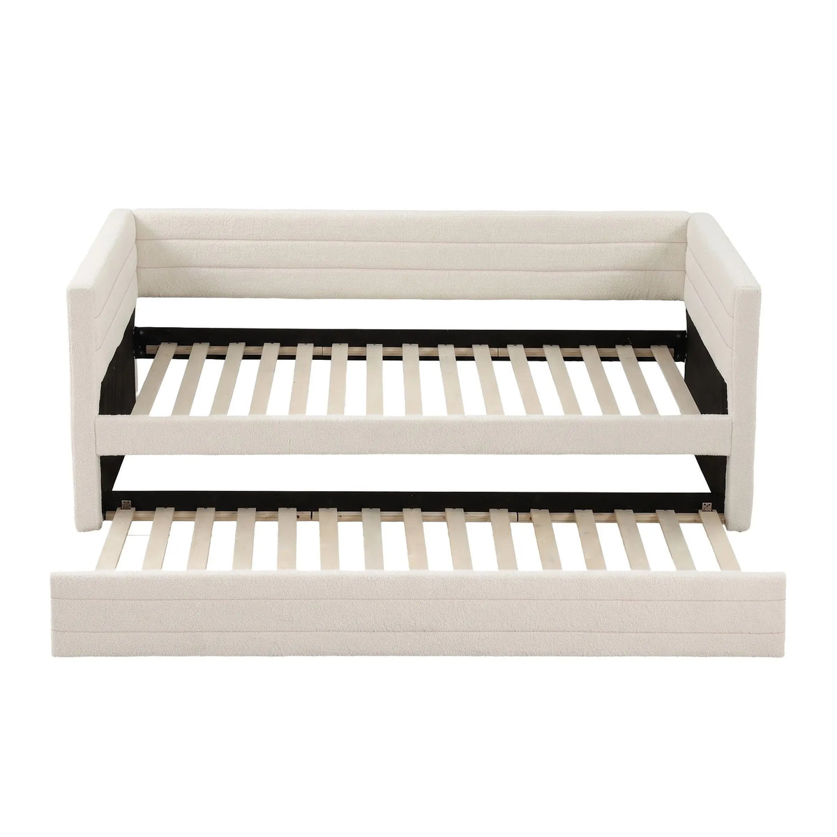 Artiss Single Daybed with Trundle, Boucle Upholstered Bed Frame Guest Bed - Image 4