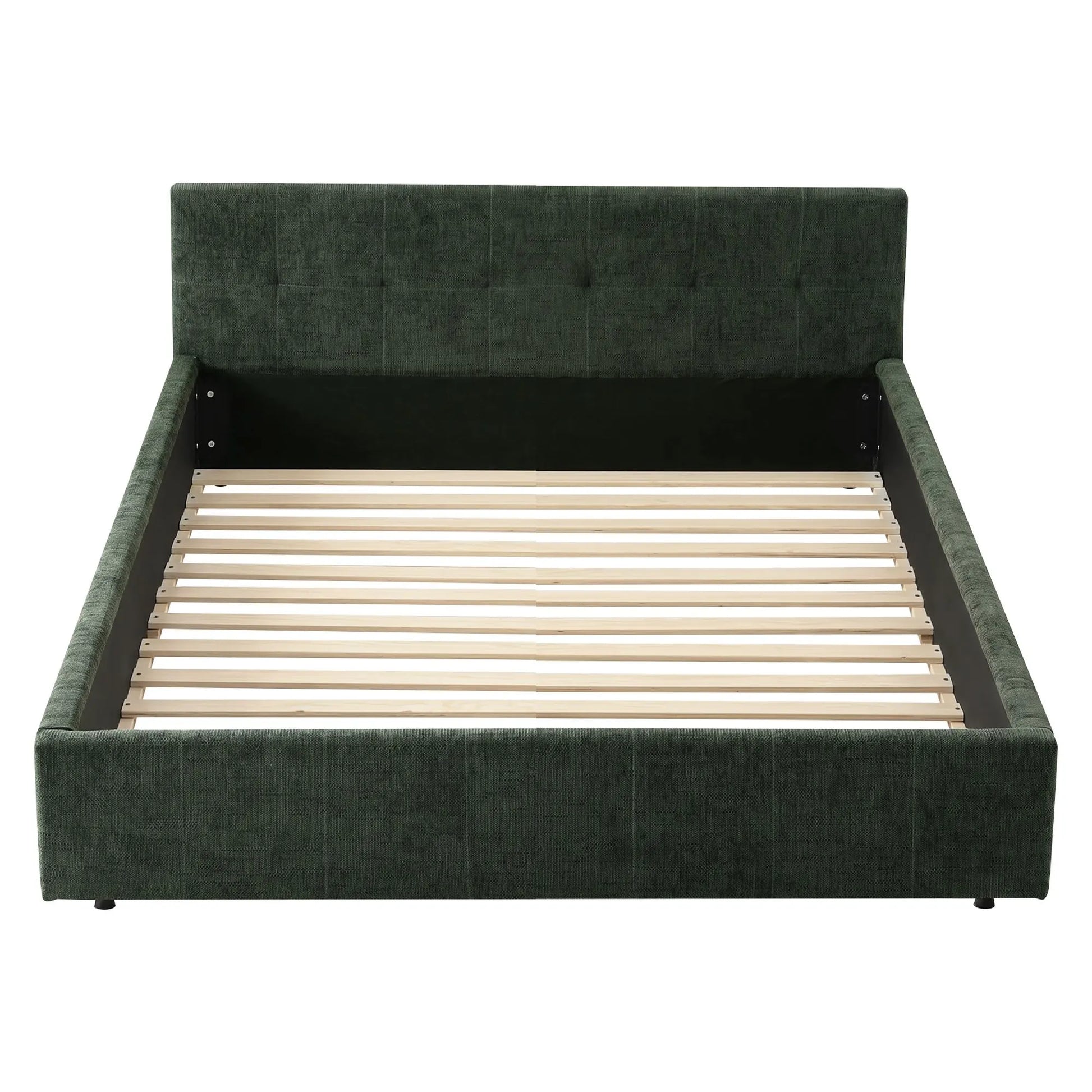 Artiss Double Bed Frame Chenille Heavy Duty Platform Base Green 300kg Support No Box Spring Needed - Image 8