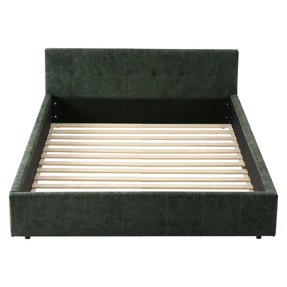 Artiss Double Bed Frame Chenille Heavy Duty Platform Base Green 300kg Support No Box Spring Needed - Image 8