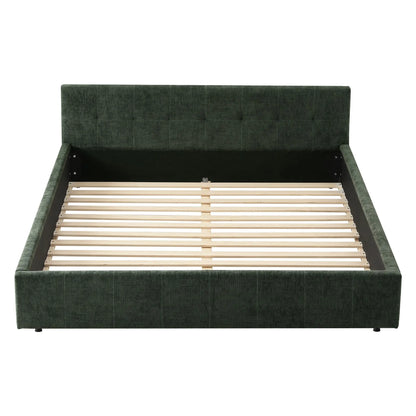 Artiss Queen Bed Frame Chenille Heavy Duty Platform Base Green 300kg Support No Box Spring Needed - Image 8