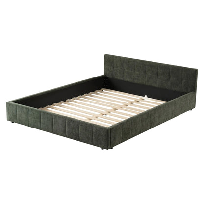 Artiss Queen Bed Frame Chenille Heavy Duty Platform Base Green 300kg Support No Box Spring Needed - Image 9