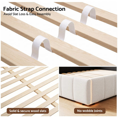 Artiss King Bed Frame with Charging, LED Lights & Tufted Headboard - Image 9