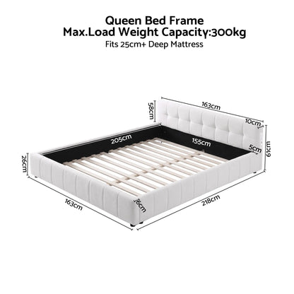 Artiss Queen Bed Frame with Charging, LED Lights & Tufted Headboard - Image 3