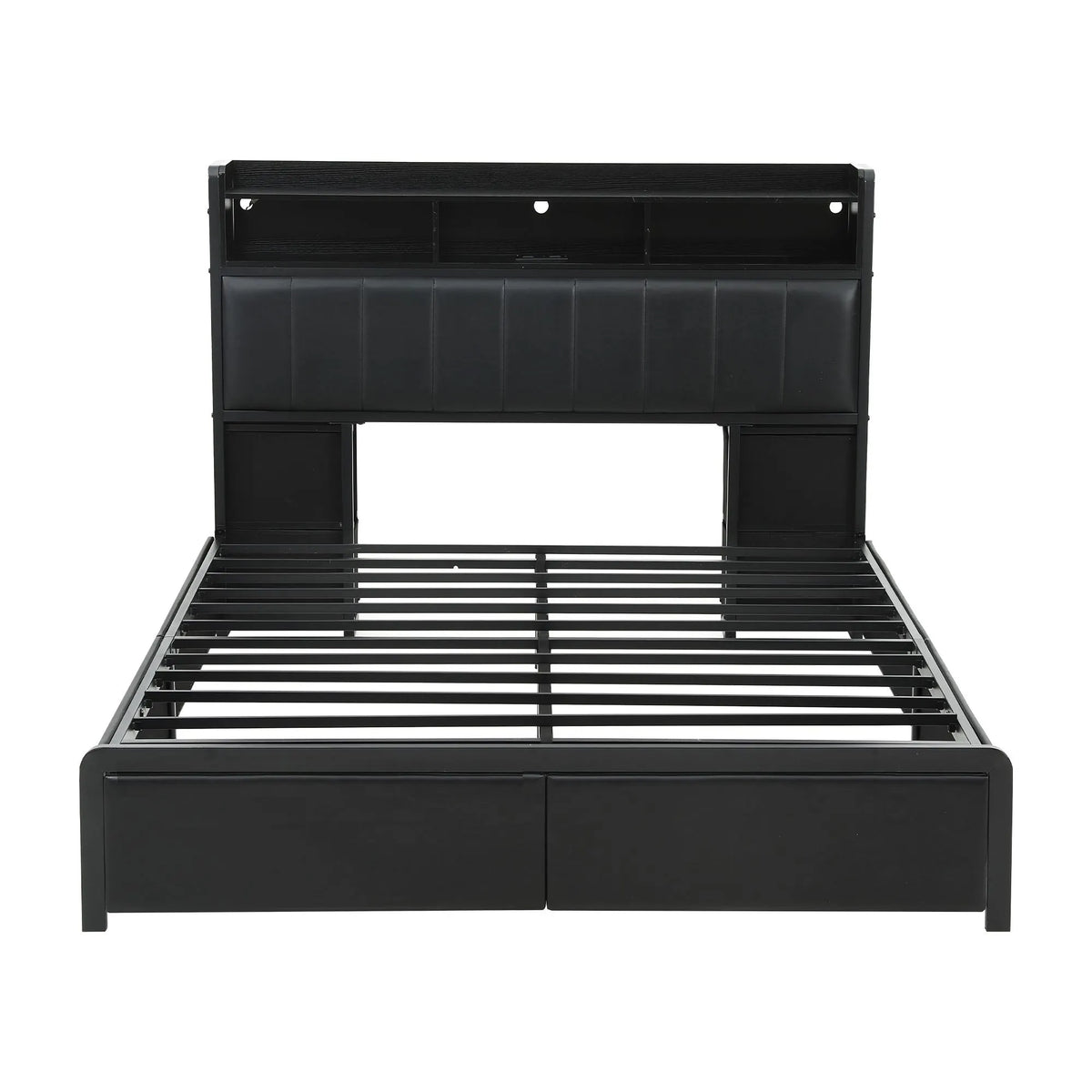 Artiss Double Bed Frame with Storage Headboard, 2 Drawers, Charging Station LED Light - Image 4