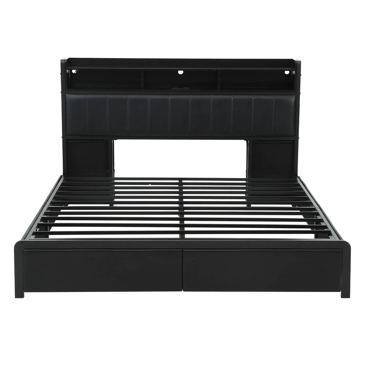 Artiss King Bed Frame with Storage Headboard, 2 Drawers, Charging Station & LED Light - Image 4
