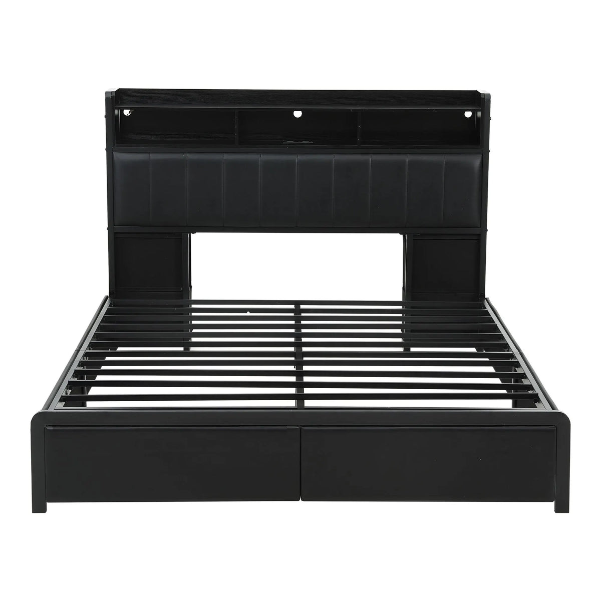 Artiss Queen Bed Frame with Storage Headboard, 2 Drawers, Charging Station& LED Light - Image 4